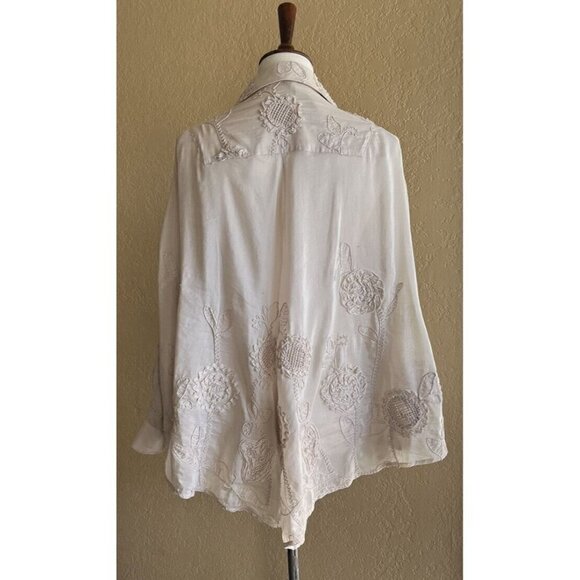 Wilster Women's  Beige Textured Loose Fit Lightweight Blouse One Size - Picture 8 of 9